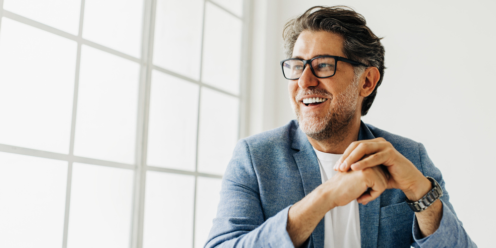 a man wearing glasses