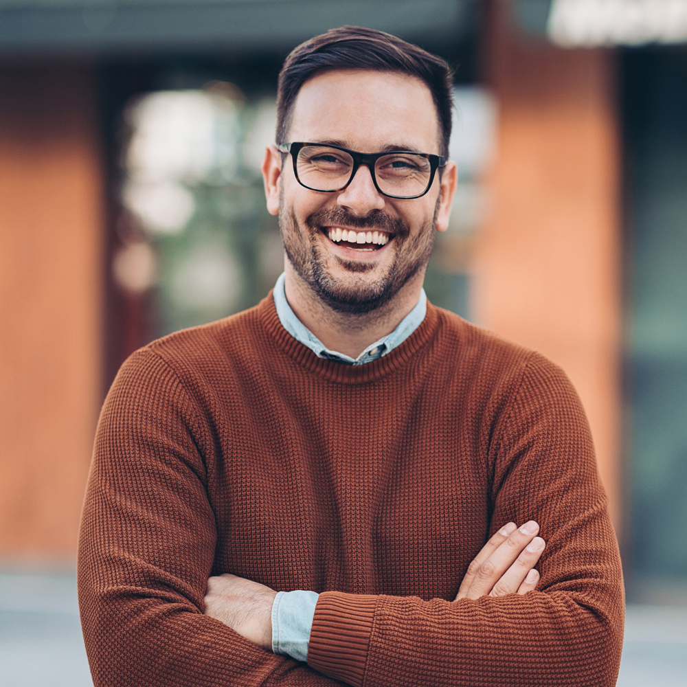 a man looking at the camera